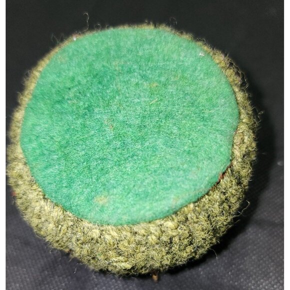 Vintage Handcrafted Crochet Pincushion W Needles Felt Base - Picture 4 of 5